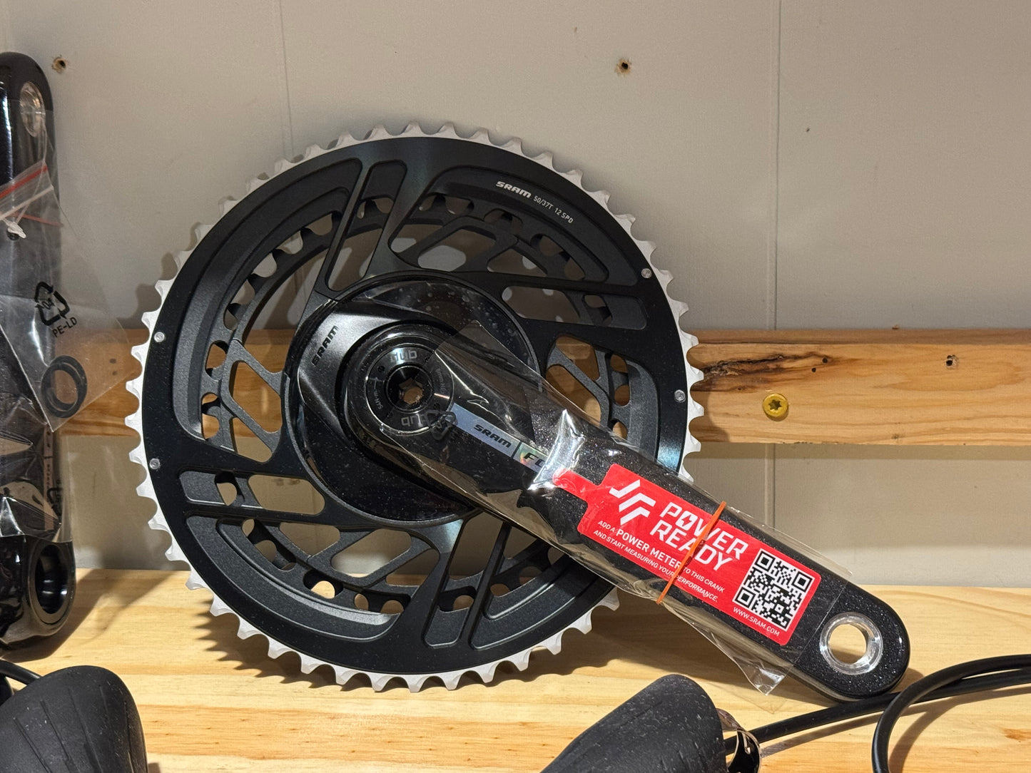 SRAM Force eTap AXS Road Groupset - 2x12-Speed HRD Shift/Brake Levers, Calipers,  Rotors F/R Derailleurs E1. Crankset d2. Red oil slick cassette.